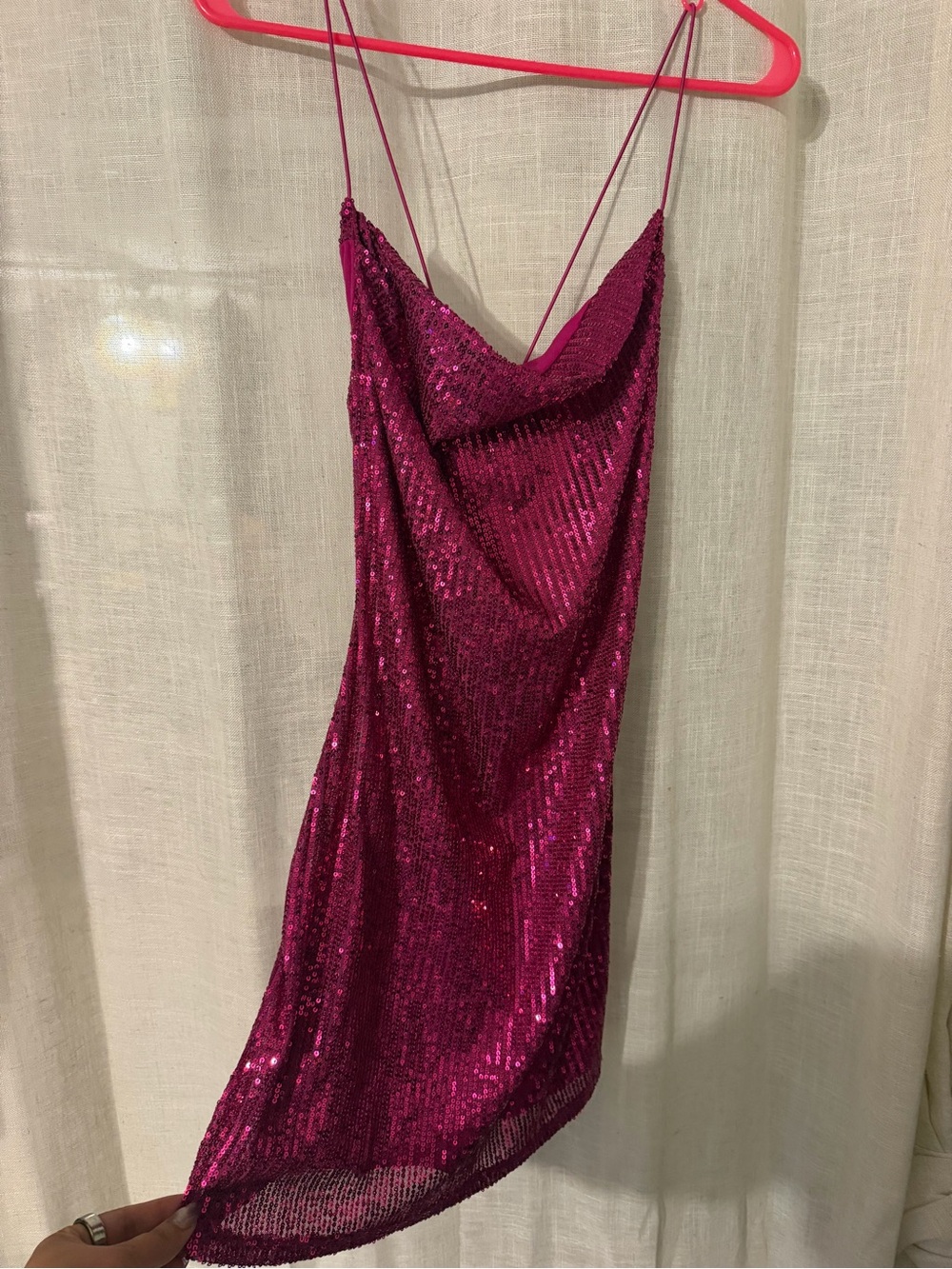 Bozzolo Fuchsia Sequin Cowl Slip Dress
